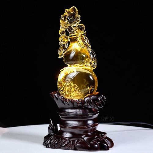TÁC PHẨM HỒ LÔ PHONG THỦY THẠCH ANH VÀNG 1,1KG