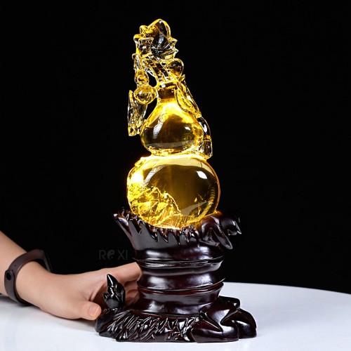 TÁC PHẨM HỒ LÔ PHONG THỦY THẠCH ANH VÀNG 1,1KG