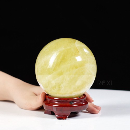 QUẢ CẦU THẠCH ANH VÀNG 1A 1,5KG - 10,2CM
