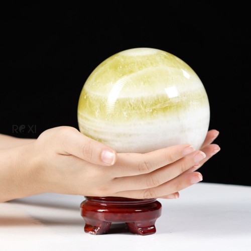 QUẢ CẦU THẠCH ANH VÀNG 1A 2,44KG - 12CM