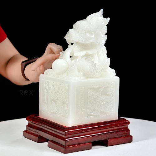 ẤN RỒNG BẠCH NGỌC 25CM