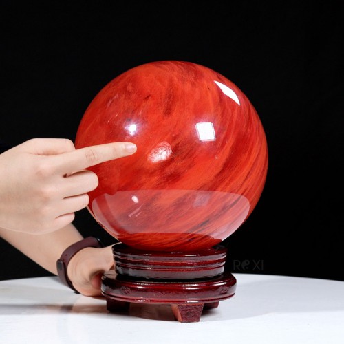 QUẢ CẦU ĐÁ OBSIDIAN ĐỎ 8,3KG - 19,2CM