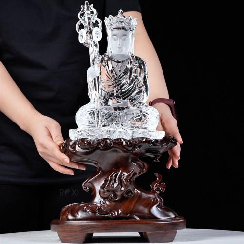 TƯỢNG ĐỊA TẠNG VƯƠNG BỒ TÁT THẠCH ANH TRẮNG VIP 3,7KG (NGUYÊN ĐÁ)