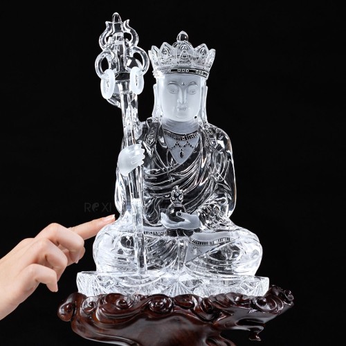 TƯỢNG ĐỊA TẠNG VƯƠNG BỒ TÁT THẠCH ANH TRẮNG VIP 3,7KG (NGUYÊN ĐÁ)