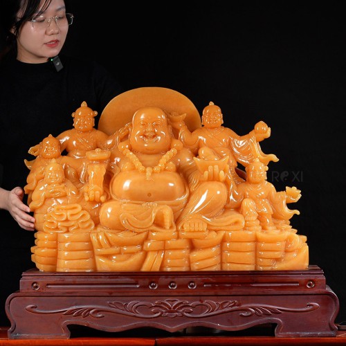 TƯỢNG DI LẶC NGŨ PHÚC NGỌC HOÀNG LONG 85CM