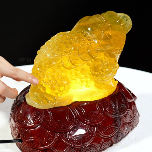 THIỀM THỪ THẠCH ANH VÀNG 3,8KG (NGUYÊN ĐÁ)