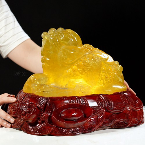 THIỀM THỪ THẠCH ANH VÀNG 8,6KG (NGUYÊN ĐÁ)