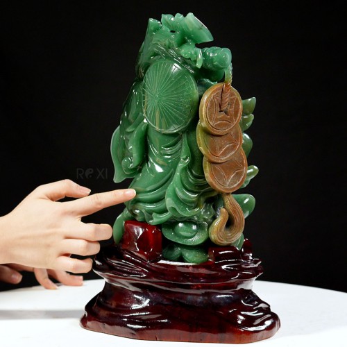 TƯỢNG DI LẶC THẠCH ANH XANH 36CM