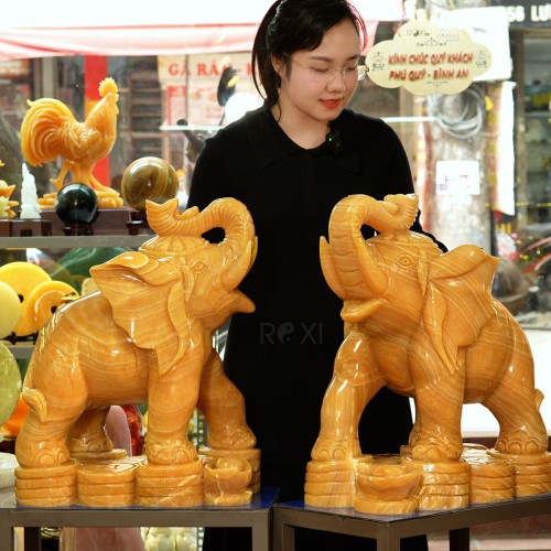 CẶP VOI PHONG THỦY NGỌC HOÀNG LONG 60CM