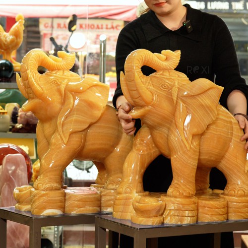 CẶP VOI PHONG THỦY NGỌC HOÀNG LONG 60CM