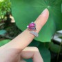 NHẪN HỒ LY VÀNG TRẮNG + MẶT ĐÁ RUBY TỰ NHIÊN