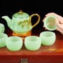 BỘ ẤM TRÀ NGỌC XANH TÙNG TRƯỜNG THỌ (CHÉN TRƠN)