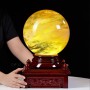 QUẢ CẦU OBSIDIAN VÀNG 14,52KG - 23,2CM + ĐẾ ĐÈN XOAY