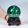 QUẢ CẦU ĐÁ LÔNG CÔNG MALACHITE 2,4KG - 10,6CM + ĐẾ ĐEN
