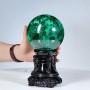 QUẢ CẦU ĐÁ LÔNG CÔNG MALACHITE 3,21KG - 11,8CM + ĐẾ ĐEN