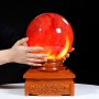 QUẢ CẦU ĐÁ OBSIDIAN ĐỎ 8,2KG - 19,2CM + ĐẾ ĐÈN XOAY