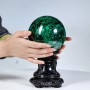 QUẢ CẦU ĐÁ LÔNG CÔNG MALACHITE 3,6KG - 12,2CM + ĐẾ ĐEN