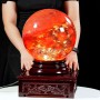 QUẢ CẦU ĐÁ OBSIDIAN ĐỎ 24,4KG - 27,6CM + ĐẾ XOAY CÓ ĐÈN (CD77)