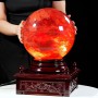 QUẢ CẦU ĐÁ OBSIDIAN ĐỎ 25,1KG - 27,8CM + ĐẾ XOAY CÓ ĐÈN (CD260)