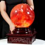 QUẢ CẦU ĐÁ OBSIDIAN ĐỎ 25,1KG - 27,8CM + ĐẾ XOAY CÓ ĐÈN (CD260)