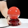 QUẢ CẦU ĐÁ OBSIDIAN ĐỎ 1KG  - 9CM + ĐẾ ĐÈN
