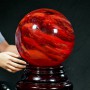 QUẢ CẦU ĐÁ OBSIDIAN ĐỎ 34,5KG - 21CM + ĐÔN XOAY CÓ ĐÈN