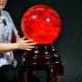 QUẢ CẦU ĐÁ OBSIDIAN ĐỎ 34,5KG - 21CM + ĐÔN XOAY CÓ ĐÈN
