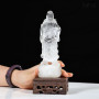 TƯỢNG QUAN CÔNG THẠCH ANH TRẮNG 17CM